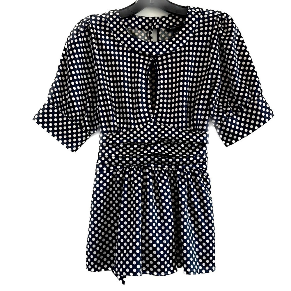 BCBGMaxAzria polka dot keyhole blouse